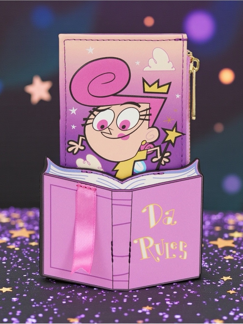 Loungefly The Fairly OddParents Exclusive Cosmo & Wanda Glow Lg Card Holder NWT